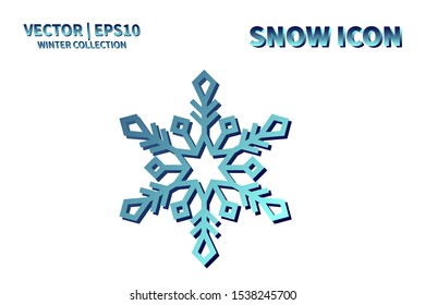 Snowflake icon. Snowflake snow vector. Isolated snowflake for Merry Christmas. Winter snowflake flat icon use for New Year, weather, holiday, decoration, graphic, background, pattern. Cold frozen ice