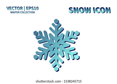 Snowflake icon. Snowflake snow vector. Isolated snowflake for Merry Christmas. Winter snowflake flat icon use for New Year, weather, holiday, decoration, graphic, background, pattern. Cold frozen ice