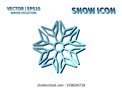 Snowflake icon. Snowflake snow vector. Isolated snowflake for Merry Christmas. Winter snowflake flat icon use for New Year, weather, holiday, decoration, graphic, background, pattern. Cold frozen ice