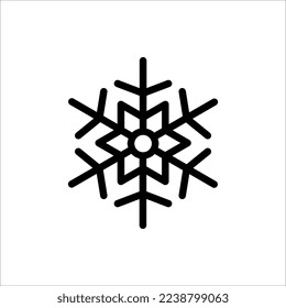Schneeflocke Ikone, Schnee Winter Urlaub einfache Linie Vektorsymbol.