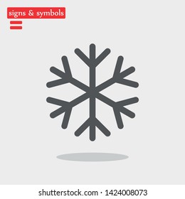 A snowflake icon. Snow in the  winter. Simple flat black illustration . Vector graphics