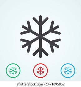 A snowflake icon. Snow in the winter. Simple flat black illustration . Vector graphics