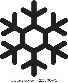 Snowflake icon. Snow in the winter. Simple flat black illustration . Vector graphics