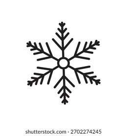 A snowflake icon. Snow in the winter. Simple flat black illustration . Vector graphics