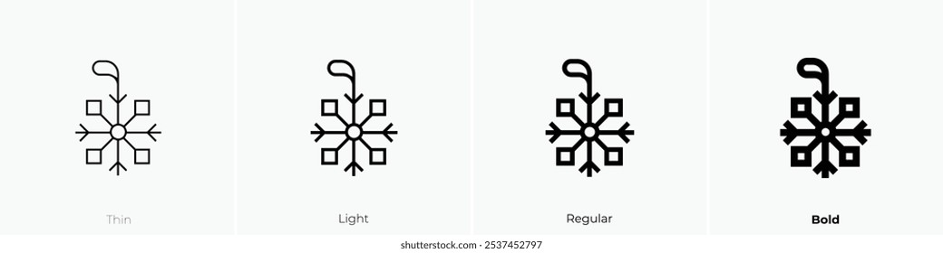 snowflake icon. Thin, Light Regular And Bold style design isolated on white background
