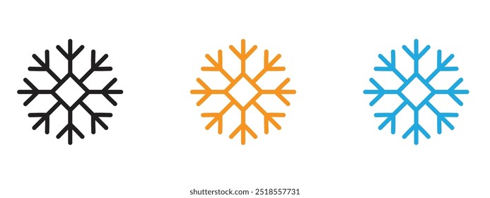Snowflake icon Thin line illustration set