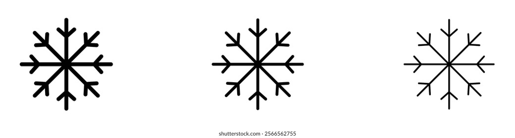 Snowflake icon in tree different line stroke sizes.