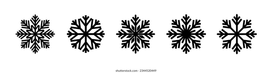 Vector de icono de copo de nieve. Icono de la línea negra copo de nieve. Copos de nieve de invierno.