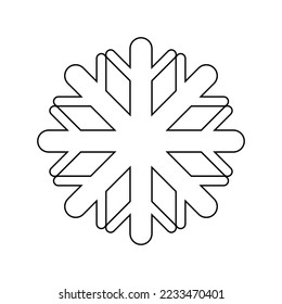 Schneeflocken-Symbol, Schneeflocken-Symbol, Vektorgrafik, in einem modischen, flachen Stil, einzeln auf weißem Hintergrund.