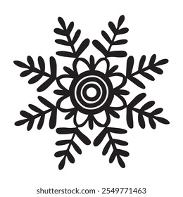 Snowflake icon. Vector graphic illustration for Christmas and New Year decorations. Ice star for winter holiday wrapping design. Isolated clipart for logo, web design, postcard, print, showcase, sale.