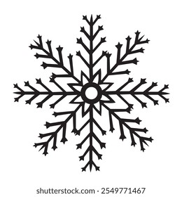 Ícone de floco de neve. Ilustração gráfica vetorial para decorações de Natal e Ano Novo. Estrela de gelo para design de embalagem de férias de inverno. Clipart isolado para logotipo, web design, cartão postal, impressão, vitrine, venda.
