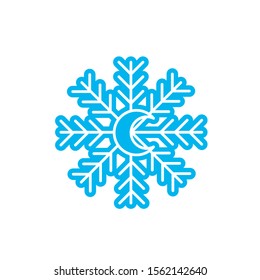 Snowflake icon vector illustration isolated on white background. Snowflake Winter in trendy design style. Snowflake vector icon modern and simple flat symbol for website logo, app design. EPS 10