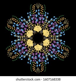 Snowflake Icon. Vector illustration. Vector illustration. Snowflake isolated on yellow, blue and black colors.