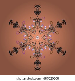 Snowflake Icon. Snowflake Vector illustration. Snowflake isolated on radial colored background. Winter star mandala.