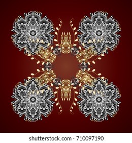 Snowflake Icon. Snowflake Vector illustration. Snowflake isolated on red background. Winter gray mandala.