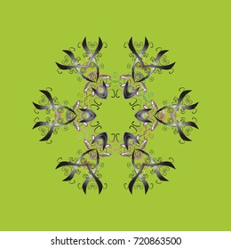 Snowflake Icon. Snowflake Vector illustration. Snowflake isolated on green background. Winter rays mandala.
