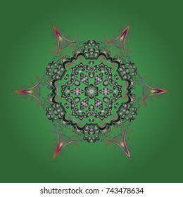 Snowflake Icon. Vector illustration. Vector illustration. Snowflake isolated on green, gray and pink colors.