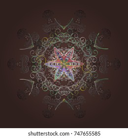 Snowflake Icon. Vector illustration isolated on brown, gray and green colors. Vector illustration.