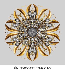 Snowflake Icon. Vector illustration. Snowflake isolated on gray, brown and beige colors. Vector illustration.