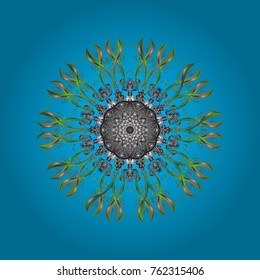 Snowflake Icon. Vector illustration. Snowflake isolated on blue, gray and green colors. Vector illustration.