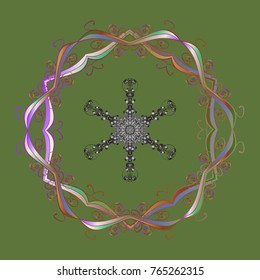 Snowflake Icon. Snowflake Vector illustration. Isolated on green, brown and gray colors. Winter snowflake.