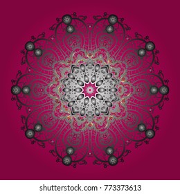 Snowflake Icon. Vector illustration. Snowflake isolated on magenta, gray and brown colors. Vector illustration.