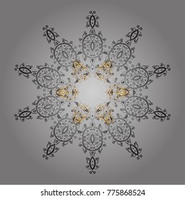 Snowflake Icon. Vector illustration. Snowflake isolated on gray and yellow colors. Vector illustration.