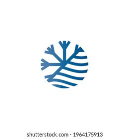 Diseño del logotipo de la ilustración del vector icono de copo de nieve.