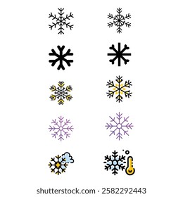 snowflake icon vector illustration set on white background
