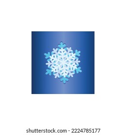 vector de icono de copo de nieve aislado en fondo azul