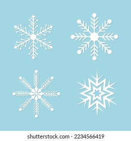 Snowflake icon vector isolated on blue background