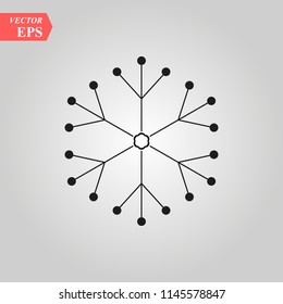 snowflake icon, vector snowflake sign, isolated snowflake symbol. Molecular structure in the form of snowflake,