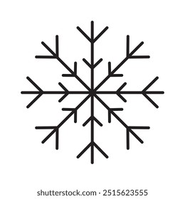 Schneeflocken-Symbol. Vektorzeichen Schnee, kaltes Wetter.  Es kann im Webdesign, in sozialen Medien und in Printmedien verwendet werden.