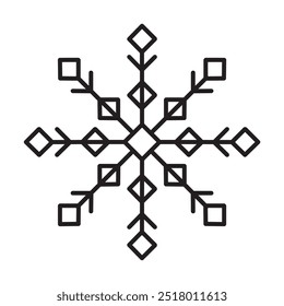 Schneeflocken-Symbol. Vektorzeichen Schnee, kaltes Wetter.  Es kann im Webdesign, in sozialen Medien und in Printmedien verwendet werden.