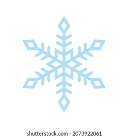 Snowflake icon, vector snow symbol isolated on white background