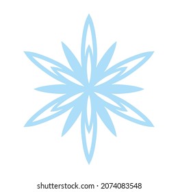 Snowflake icon, vector snow symbol isolated on white background