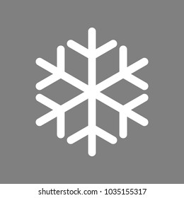 Snowflake icon. Vector. White icon on medium gray background. Isolated.