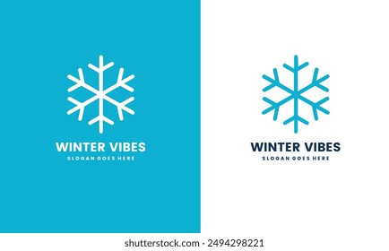 Icono de copo de nieve, Vector de invierno, inspiración para el logo de vibes.