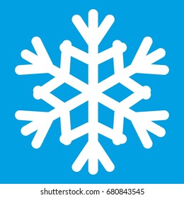 Snowflake icon white isolated on blue background vector illustration