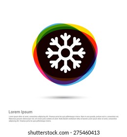 Snowflake icon, White pictogram icon creative circle Multicolor background. Vector illustration. Flat icon design style