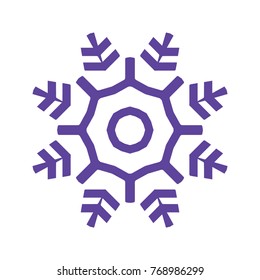 Snowflake icon  with white and violet color, winter symbol, vector form