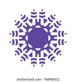 Snowflake icon  with white and violet color, winter symbol, vector form