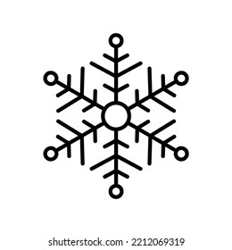 Icono de copo de nieve para el cristal de hielo de invierno en el estilo de contorno negro