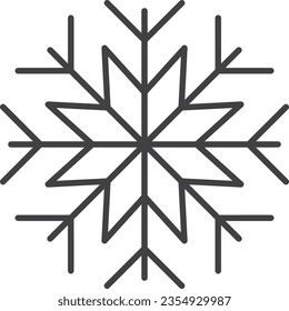 Schneeflocken-Symbol. Winterschneeflocken Silhouette für Design Weihnachten und Neujahr Grußkarten und Banner. Elemente der Feriendekoration einzeln auf weißem Hintergrund.