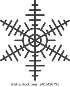 Snowflake icon. Winter snowflake silhouette for design Christmas and New Year greeting cards and banners. Holiday decoration elements isolated on white background.