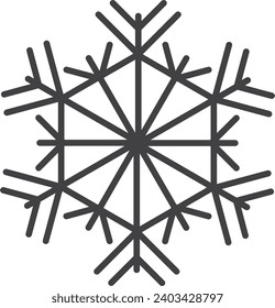 Snowflake icon. Winter snowflake silhouette for design Christmas and New Year greeting cards and banners. Holiday decoration elements isolated on white background.