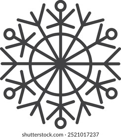 Ícone de floco de neve. Silhueta de floco de neve de inverno para o design de Natal e Ano Novo cartões de saudação e banners. Elementos de decoração de férias isolados sobre fundo branco.