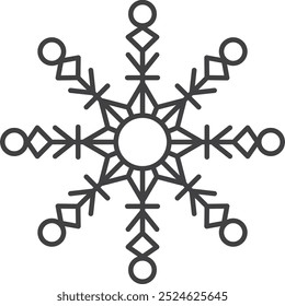 Snowflake icon. Winter snowflake silhouette for design Christmas and New Year greeting cards and banners. Holiday decoration elements isolated on white background.