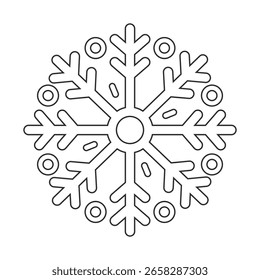 Icono de copo de nieve, símbolo de invierno, Ilustración vectorial plana sobre fondo blanco