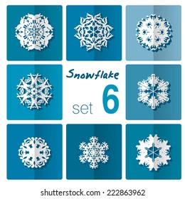 Snowflake icon. Winter theme. Winter snowflakes of different shapes.